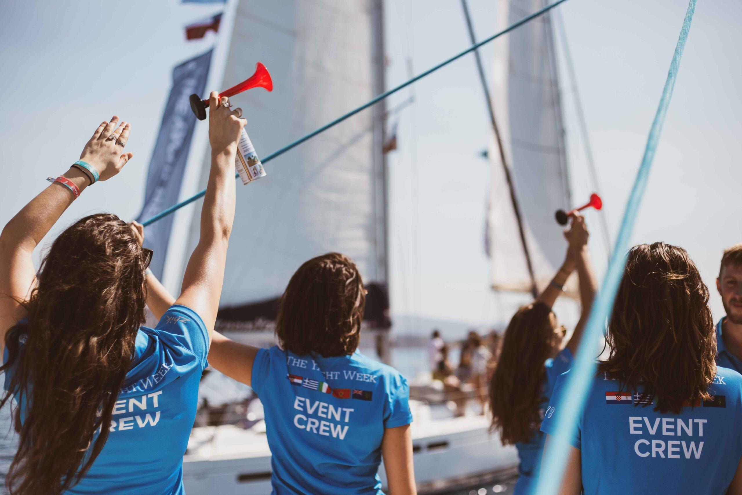 Event Crew dancing on a yacht