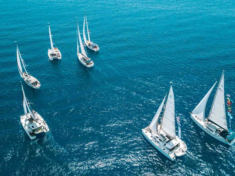 Group of yachts sailing at Athens, Greece on The Yacht Week