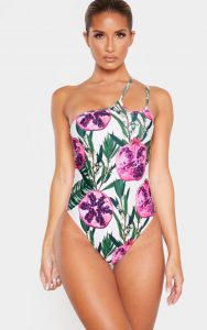 Swimwear trends 2020 PrettyLittleThing Pink Pomegranate Double Strap One Shoulder Swimsuit CREDIT PrettyLittleThing